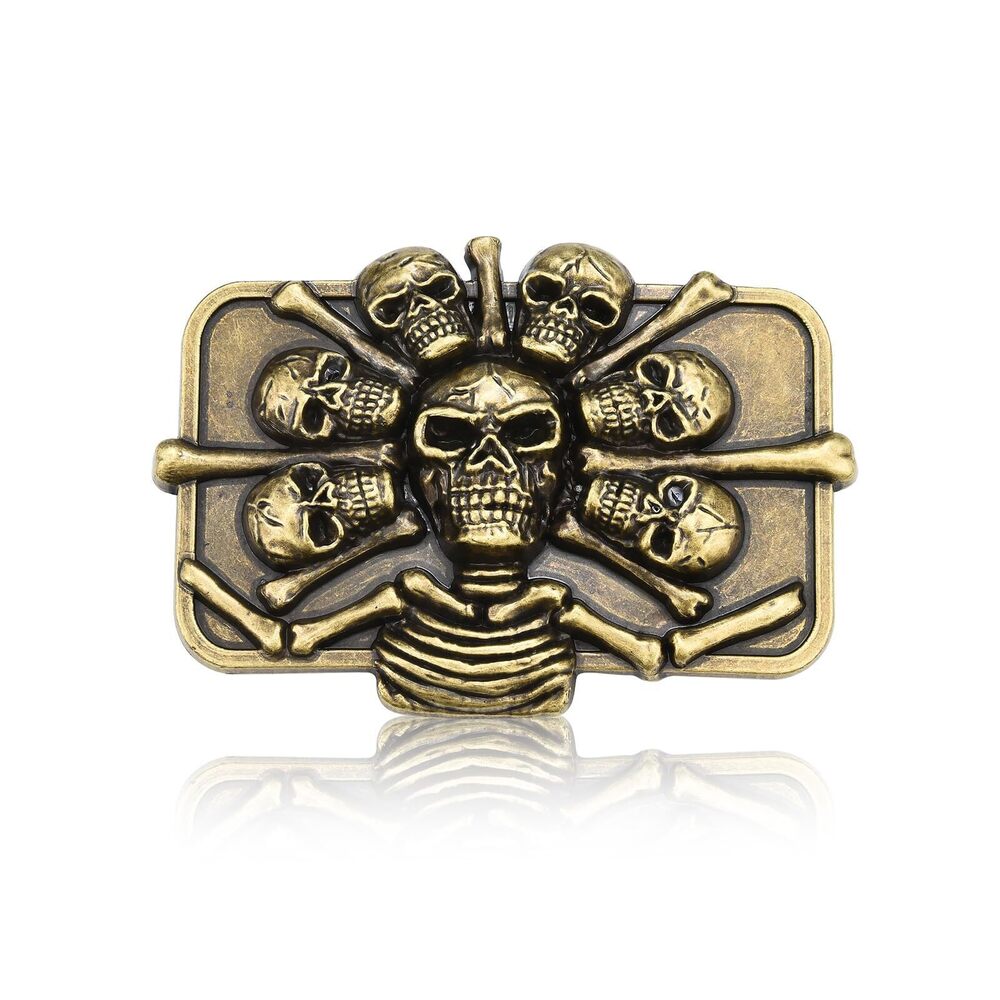 2656 MASOP Western Belt Buckle , Skull Belt Buckle, Cowboy Cowgirl Jeans